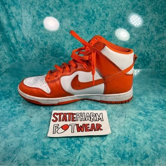 Nike Dunk High Orange White Syracuse Men’s Leather Retro Shoes Size 10