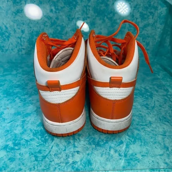 Nike Dunk High Orange White Syracuse Men’s Leather Retro Shoes Size 10