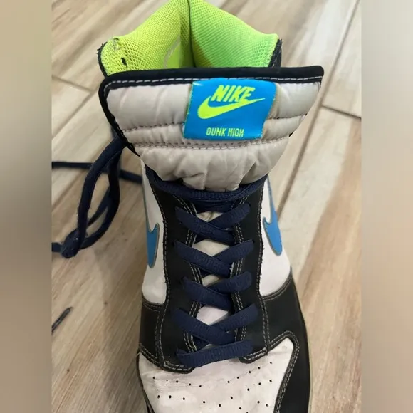 Nike Dunk High Premium white blue glow sneakers high tops Men’s size 12 WORN