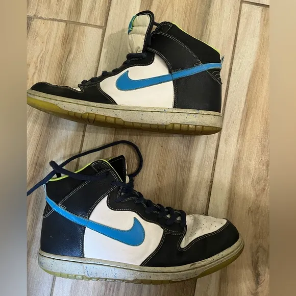 Nike Dunk High Premium white blue glow sneakers high tops Men’s size 12 WORN