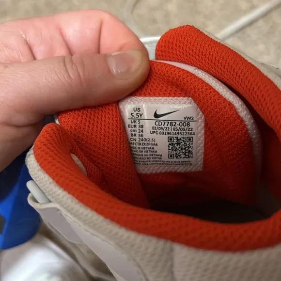 Nike high tops grey white and orange