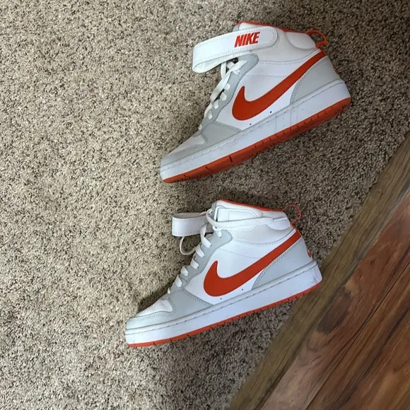 Nike high tops grey white and orange