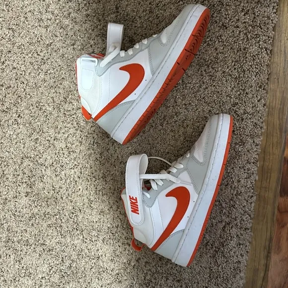 Nike high tops grey white and orange