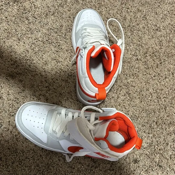 Nike high tops grey white and orange