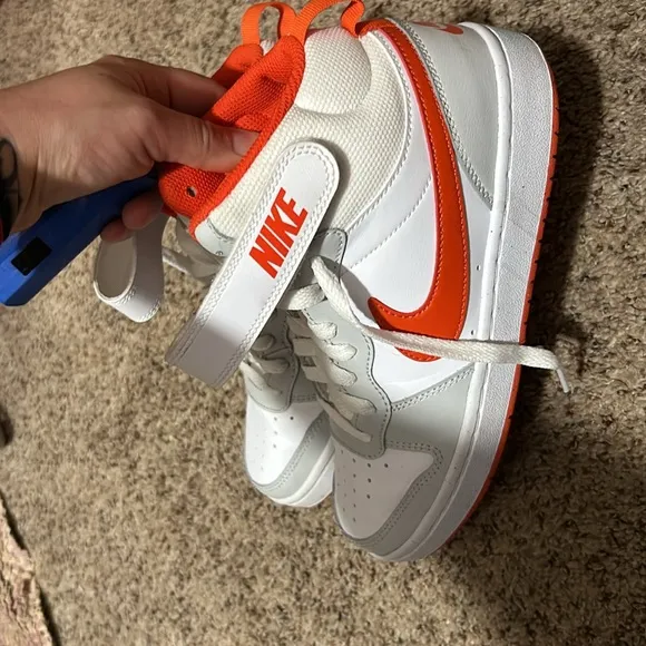 Nike high tops grey white and orange