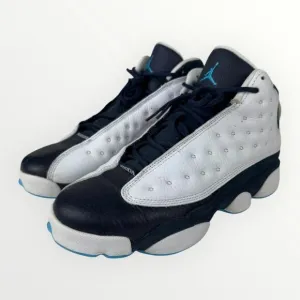 Nike Jordan 13 Boys White Obsidian Powder Blue Mid Tops Sneakers Basketball 7Y