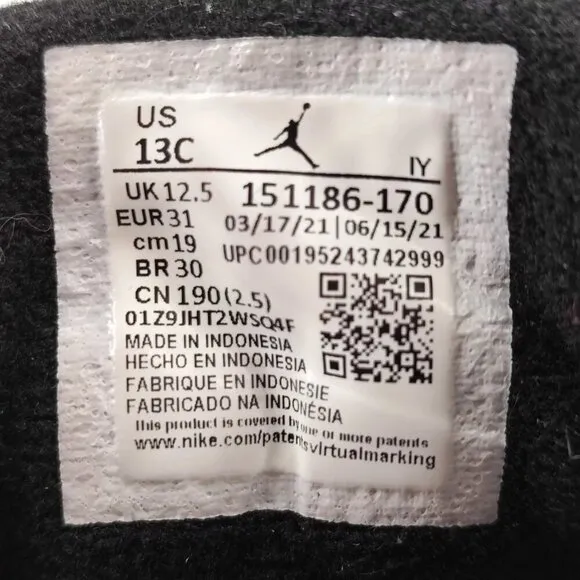 Nike Kid's Air Jordan 12 Retro Taxi University White Leather Shoes Size 13C