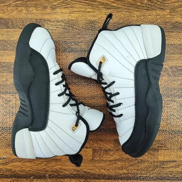 Nike Kid's Air Jordan 12 Retro Taxi University White Leather Shoes Size 13C