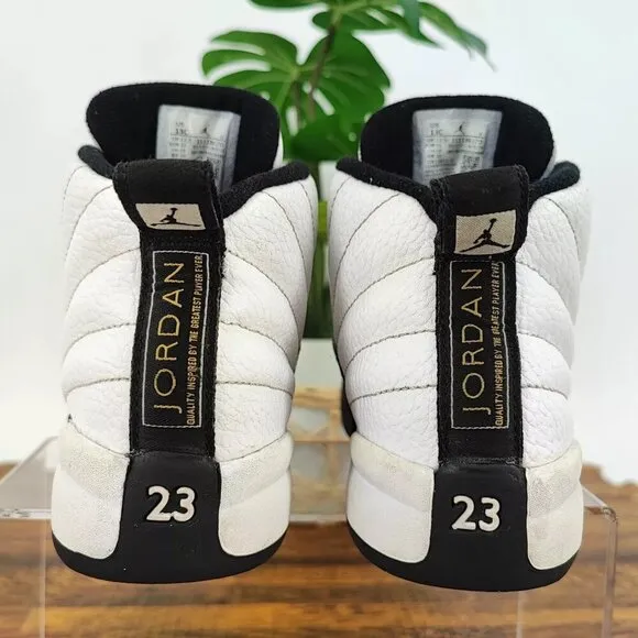 Nike Kid's Air Jordan 12 Retro Taxi University White Leather Shoes Size 13C