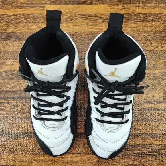 Nike Kid's Air Jordan 12 Retro Taxi University White Leather Shoes Size 13C