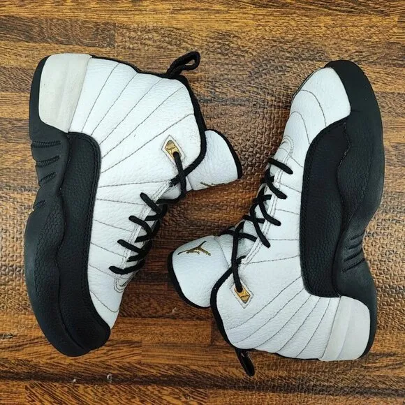 Nike Kid's Air Jordan 12 Retro Taxi University White Leather Shoes Size 13C
