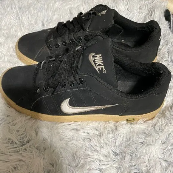 Nike men black/White ✔️court low tops leather casual shoes