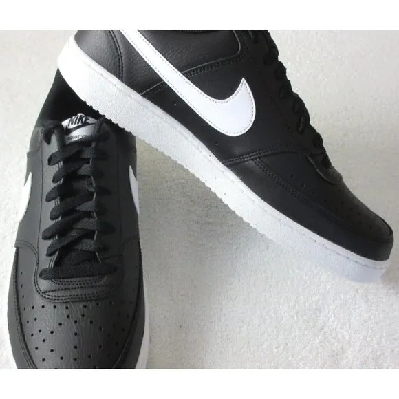 Nike Men's Court Vision Lo Next Nature Leather Shoes Black White Sizes NIB