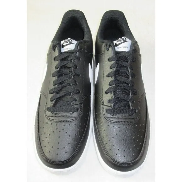Nike Men's Court Vision Lo Next Nature Leather Shoes Black White Sizes NIB