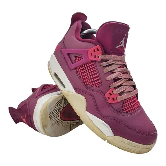NIKE Shoes AIR JORDAN 4 RETRO GS Youth Size 6.5Y Purple White Sneaker 487724-661