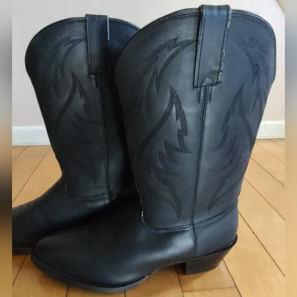 Nocona Classic Black Leather Cowboy Boots