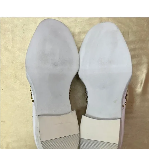 NWB Encore Fiesso LEATHER WHITE GOLD dress Shoe STUD FI6699 fashion flashy