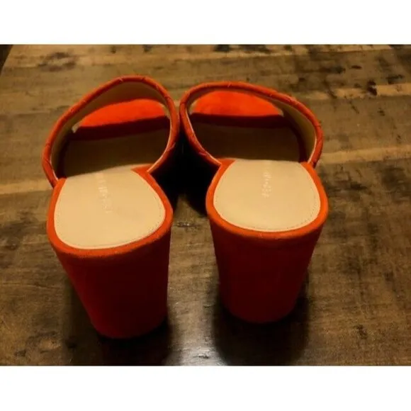 NWT $325 VERONICA BEARD KIELE CORAL WOVEN SUEDE SLIDE BLOCK HEEL US SIZE 5.5
