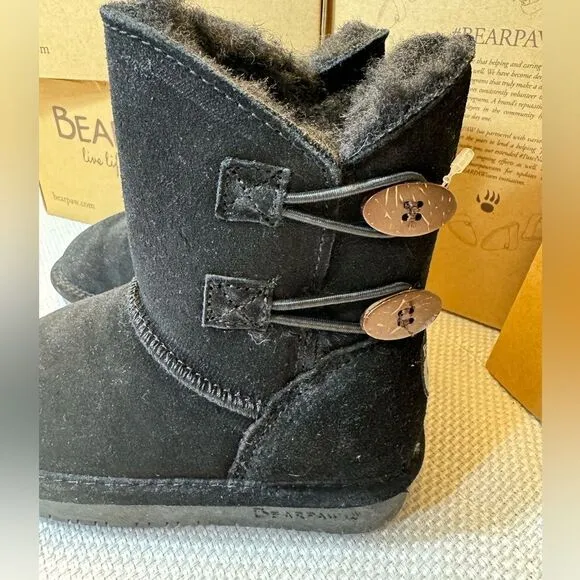 NWT Bearpaw Rosaline toddler boots cowhide suede exterior wool blend interior