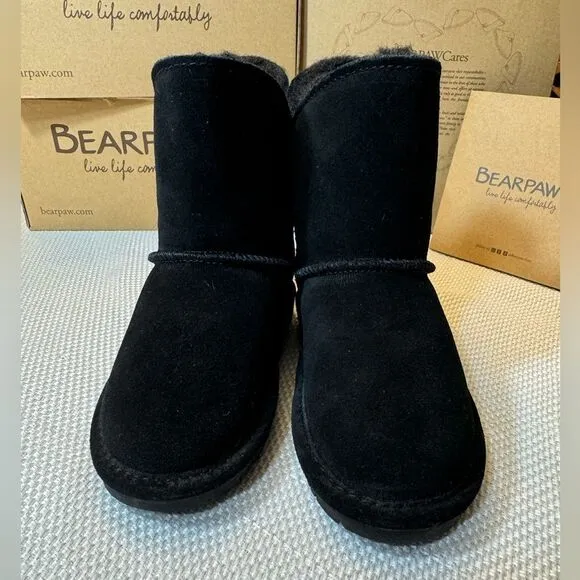 NWT Bearpaw Rosaline toddler boots cowhide suede exterior wool blend interior