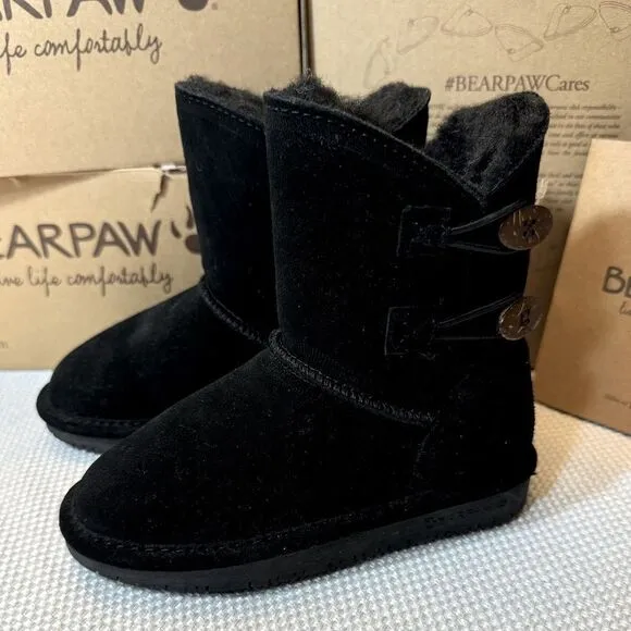 NWT Bearpaw Rosaline toddler boots cowhide suede exterior wool blend interior