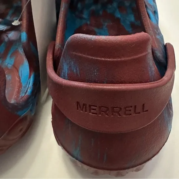 NWT, Merrell Men's Cabernet Red/Blue Hydro Moc Slip On Water Shoes Size 11