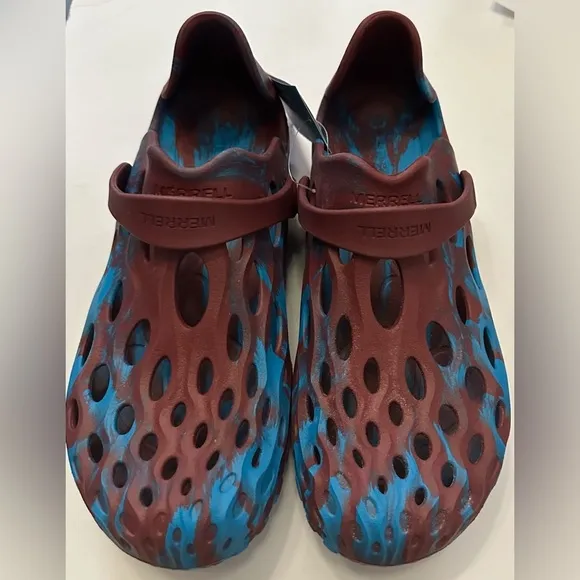 NWT, Merrell Men's Cabernet Red/Blue Hydro Moc Slip On Water Shoes Size 11