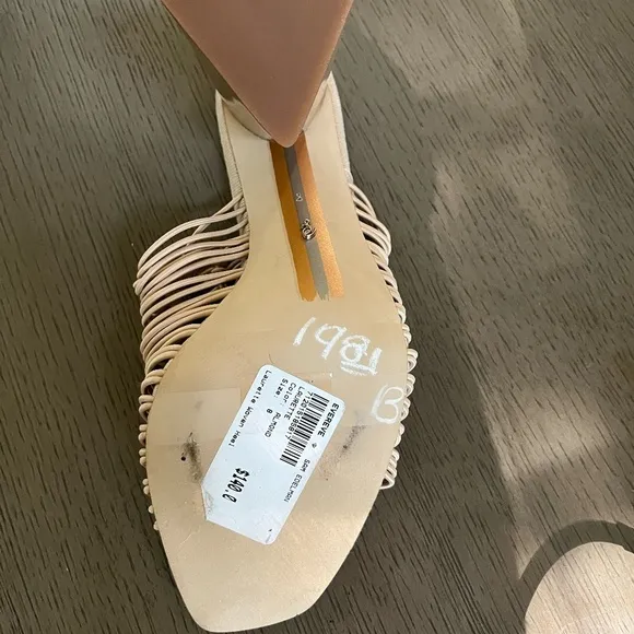 NWT SAM EDELMAN | CREAM LAURETTE WOVEN FAUX LEATHER SUMMER MULE HEELS | SIZE 8