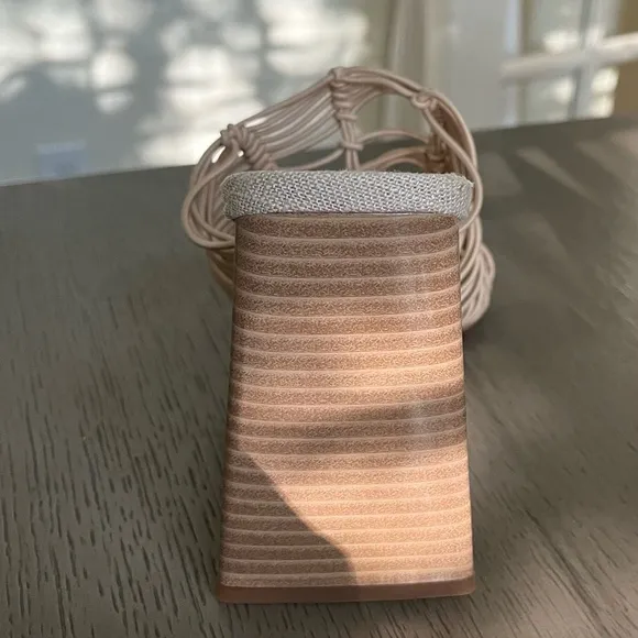 NWT SAM EDELMAN | CREAM LAURETTE WOVEN FAUX LEATHER SUMMER MULE HEELS | SIZE 8