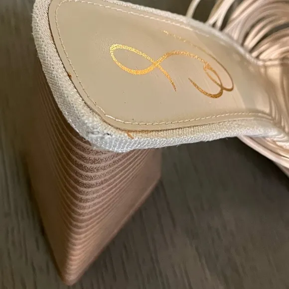 NWT SAM EDELMAN | CREAM LAURETTE WOVEN FAUX LEATHER SUMMER MULE HEELS | SIZE 8