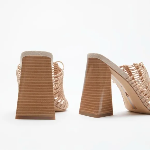 NWT SAM EDELMAN | CREAM LAURETTE WOVEN FAUX LEATHER SUMMER MULE HEELS | SIZE 8