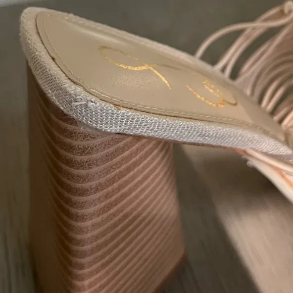 NWT SAM EDELMAN | CREAM LAURETTE WOVEN FAUX LEATHER SUMMER MULE HEELS | SIZE 8