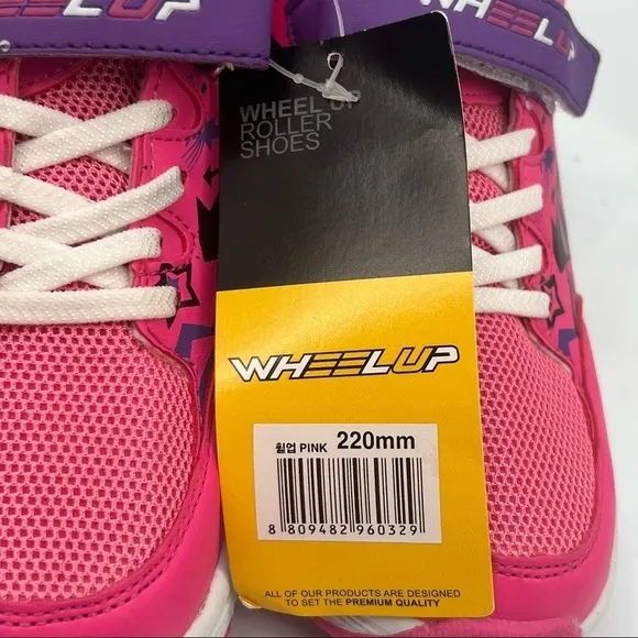 NWT Wheel Up Pink Purple Skate Roller Shoes Size 220 Korean (5 US) Big Girl's