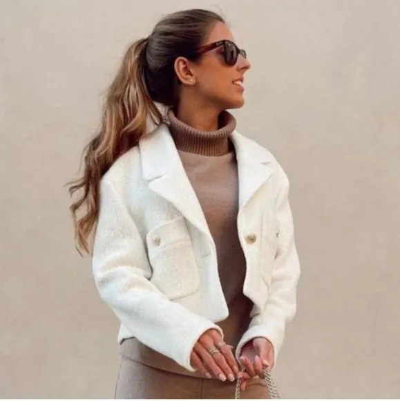 NWT Zara * Textured Cropped Blazer size XL XXL