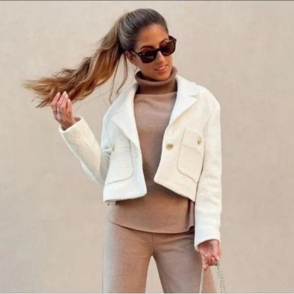 NWT Zara * Textured Cropped Blazer size XL XXL