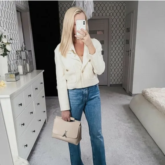 NWT Zara * Textured Cropped Blazer size XL XXL