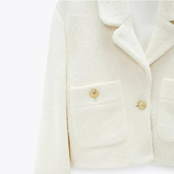 NWT Zara * Textured Cropped Blazer size XL XXL