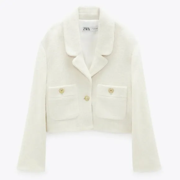 NWT Zara * Textured Cropped Blazer size XL XXL