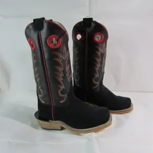 Old West Toddler Square Toe Suede Western Boots Black 8203