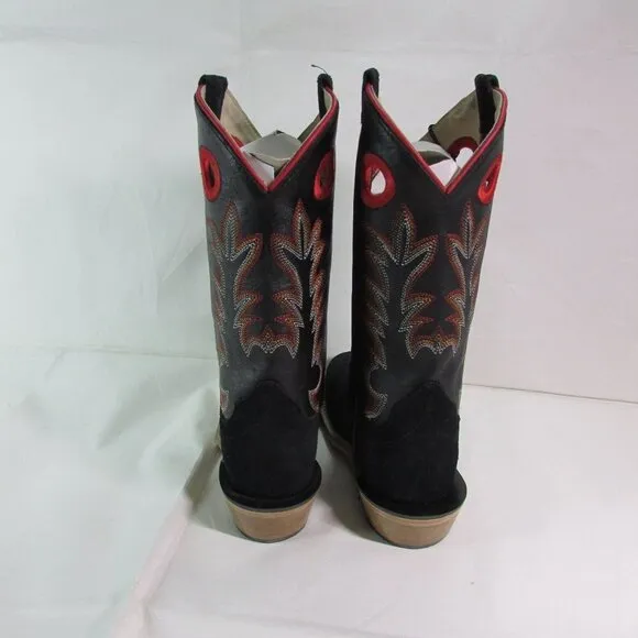 Old West Toddler Square Toe Suede Western Boots Black 8203
