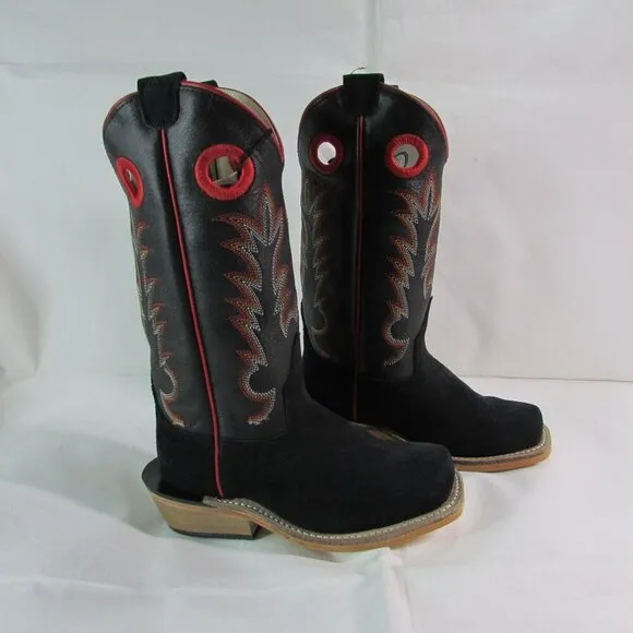 Old West Toddler Square Toe Suede Western Boots Black 8203