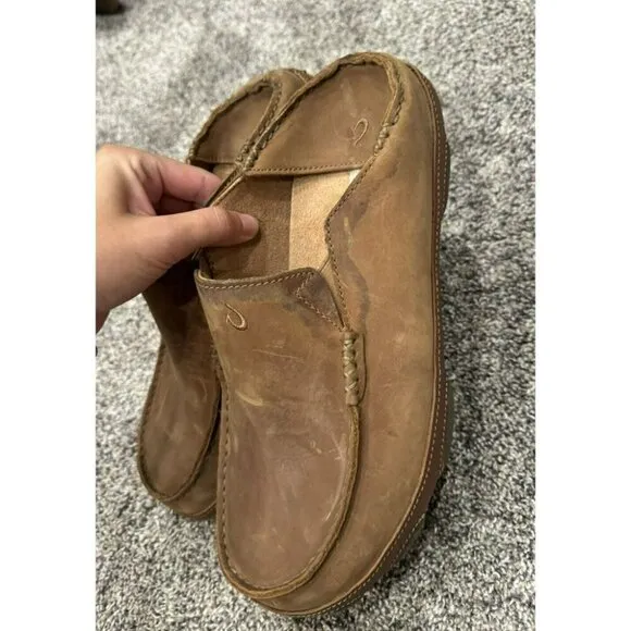Olukai Moloa Brown Slip On Shoes Mens Sz 10 Leather￼