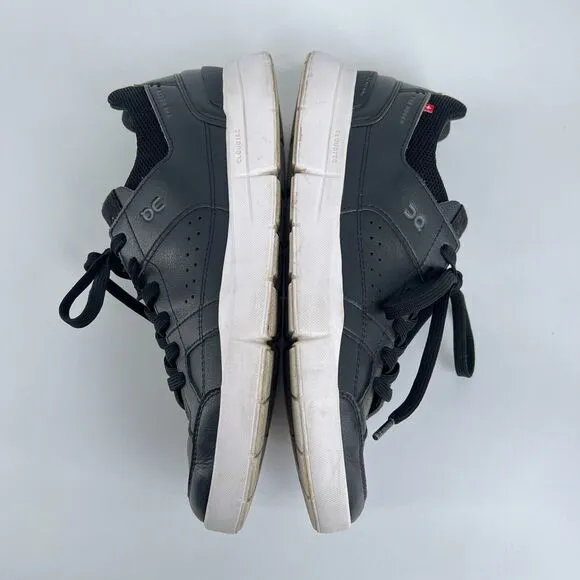 On Cloud The Roger Clubhouse Women's Sneakers 8.5 Black Leather Athletic Shoes