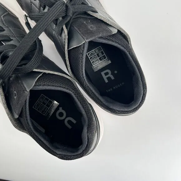 On Cloud The Roger Clubhouse Women's Sneakers 8.5 Black Leather Athletic Shoes
