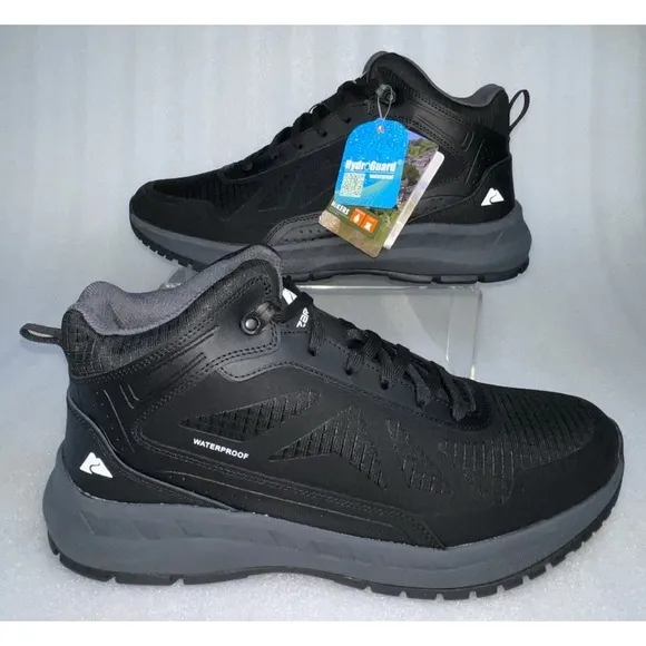 Ozark Trail Men's Tech Hiker Shoes Black Waterproof Hiking Camping Walking SZ 12