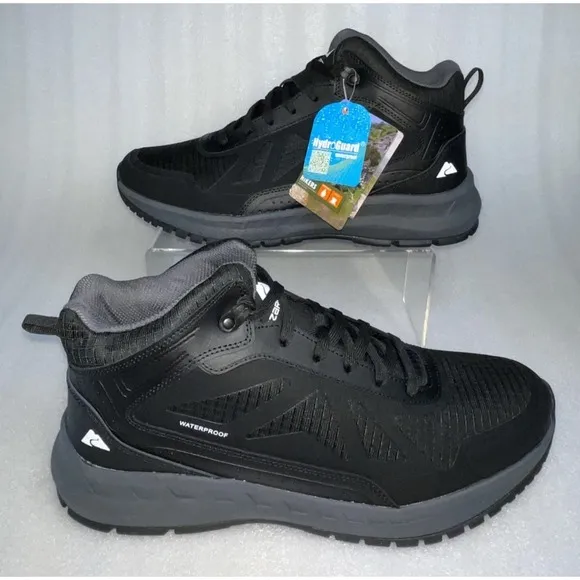 Ozark Trail Men's Tech Hiker Shoes Black Waterproof Hiking Camping Walking SZ 12