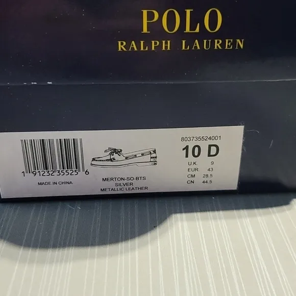 Polo‎ Ralph Lauren Merton Silver Metallic Leather Boat Shoes Men's US Size 10 D