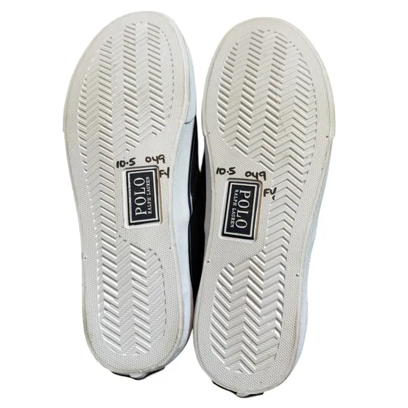 Polo Ralph Lauren Navy Blue Keaton Canvas Slip on Madras Bear Deck Shoes 10.5