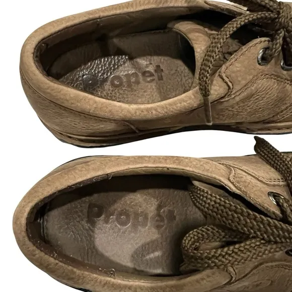 Propet Mens 11 Villager Brown Leather Pebbled Derby Walking Shoes Sneakers