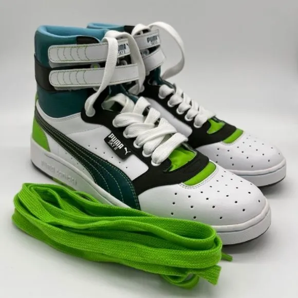 PUMA Sky 2 High-tops Men's White, Teal, Lime Green, &amp; Black Sneakers Size 10